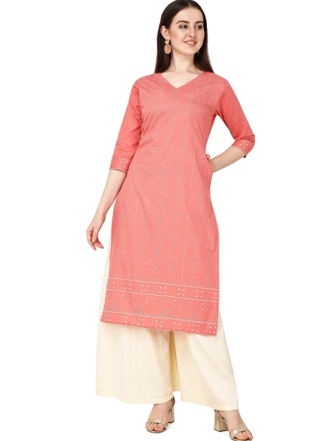 

RGHT Women Peach-Coloured Ethnic Motifs Printed Kurta