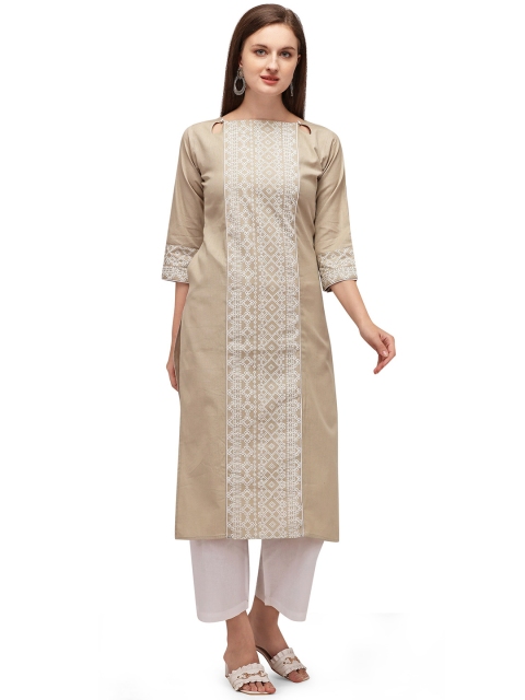 

RGHT Women Cream-Coloured & White Ethnic Motifs Printed Kurta