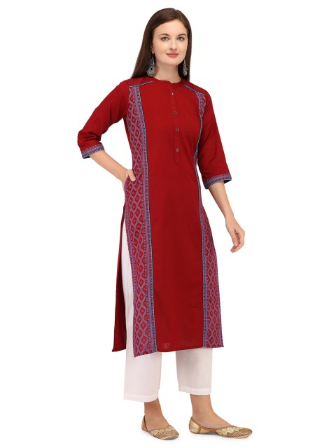 

RGHT Women Maroon Geometric Printed Kurta