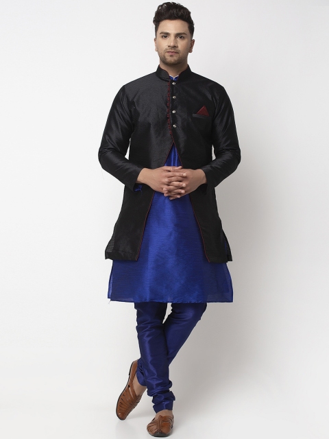 

Benstoke Men Blue Dupion Silk Kurta with Churidar