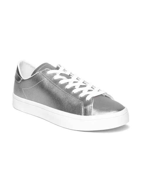 

ADIDAS Originals Women Silver-Toned Courtvantage Leather Sneakers