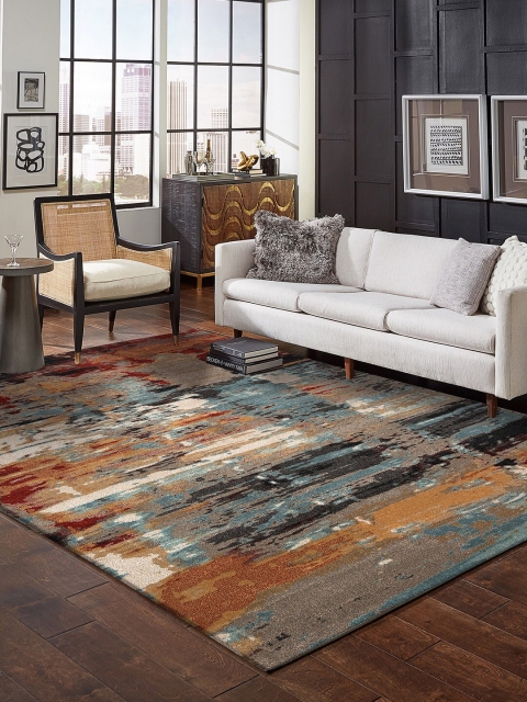 

DDecor Yellow Printed Abstract Carpet