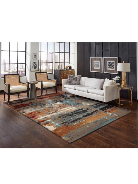 

DDecor Multicolored Abstract Polypropylene Double Carpet, Multi