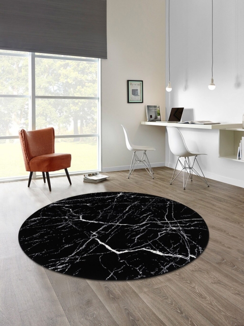

DDecor Black Abstract Pattern Round Rug