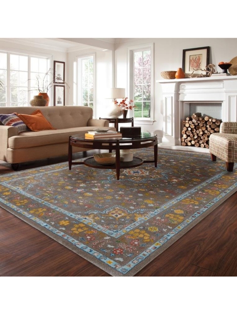 

Ddecor Grey Floral Contemporary Carpet