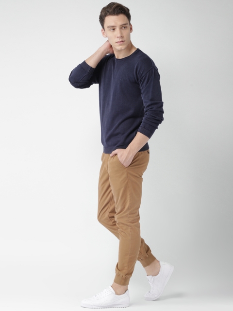 

Mast & Harbour Men Navy Blue Solid Pullover