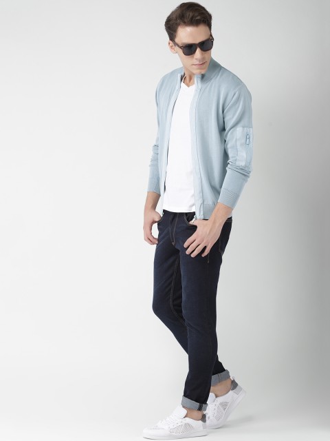 

Mast & Harbour Men Blue Solid Front-Open