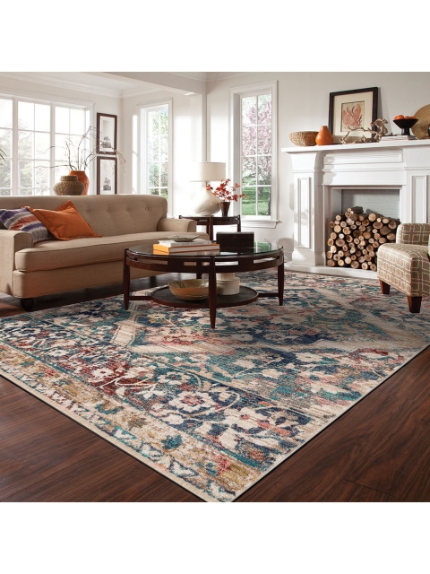 

DDecor Blue & Maroon Traditional Rectangular Polypropylene Carpet