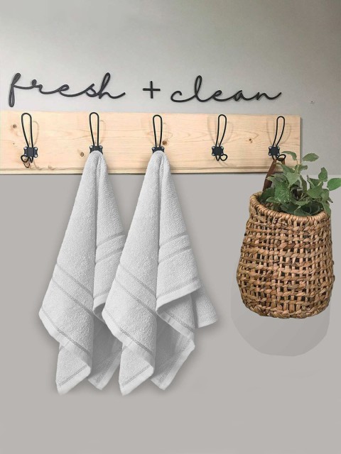 

YK Kids Set Of 2 Solid 380 GSM Hand Towels, White