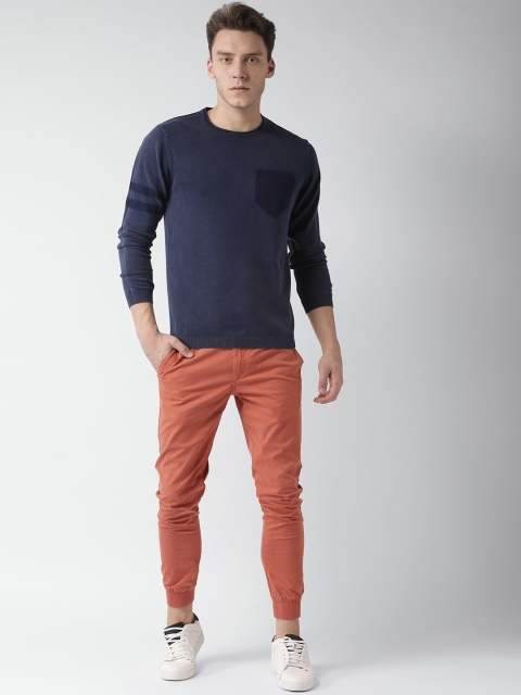 

Mast & Harbour Men Navy Blue Solid Pullover