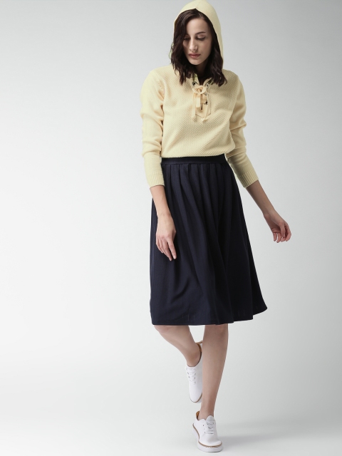 

Mast & Harbour Women Yellow Self Design Pullover