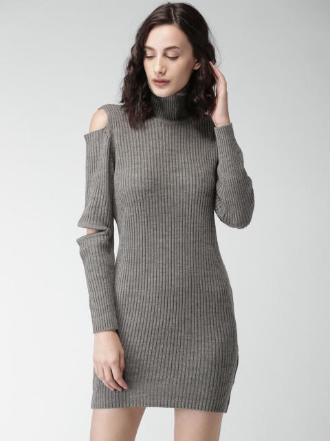 

Mast & Harbour Women Grey Striped Sweater Dress