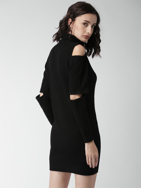 

Mast & Harbour Women Black Striped Sweater Dress