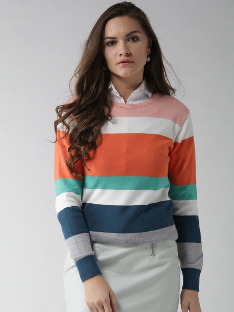 

Mast & Harbour Women Multicoloured Striped Pullover, Multi