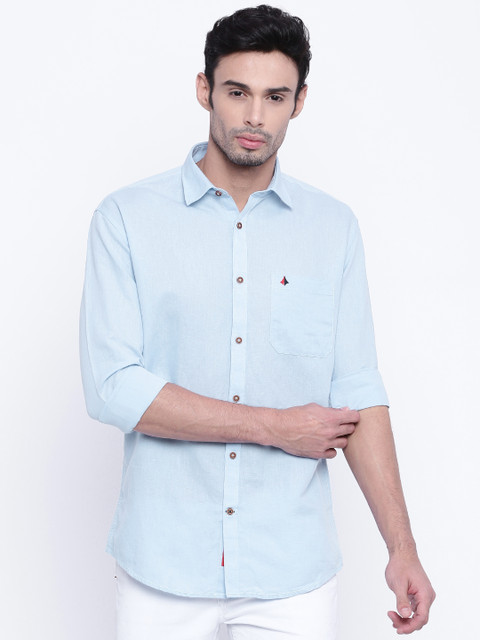 

British Club Men Blue Slim Fit Solid Casual Shirt
