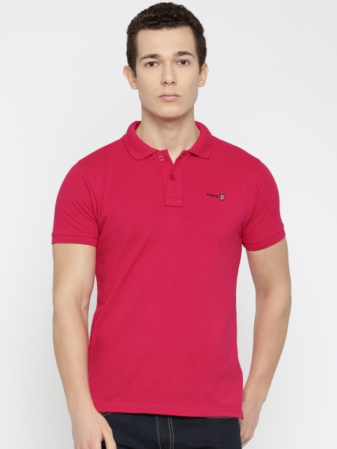 

Pepe Jeans Men Magenta Solid Polo T-shirt