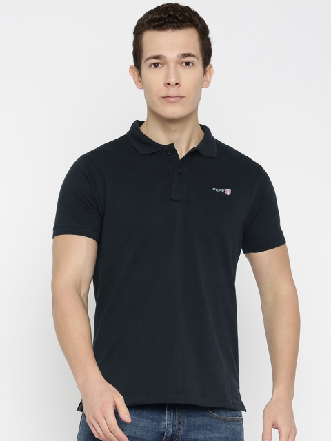 

Pepe Jeans Men Navy Blue Solid Polo T-shirt