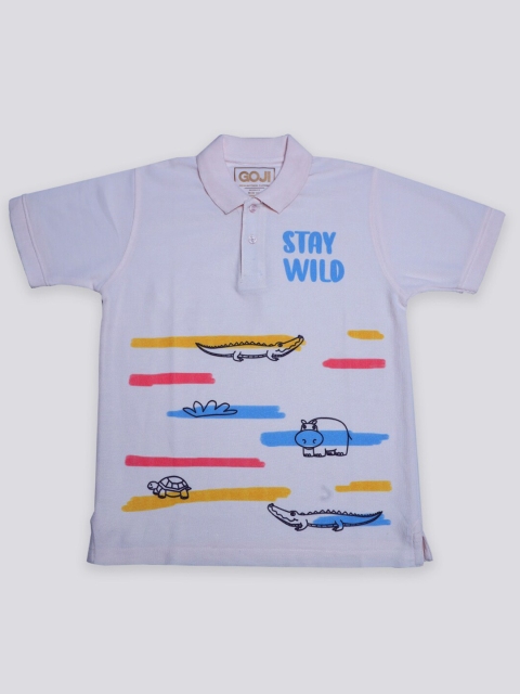 

GOJI Boys Lavender Printed Polo Collar T-shirt