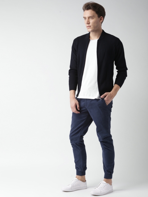 

Mast & Harbour Men Navy Self Design Cardigan, Navy blue