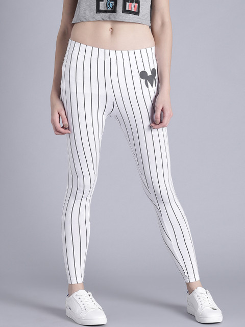 

Kook N Keech Disney Women White & Black Striped Leggings