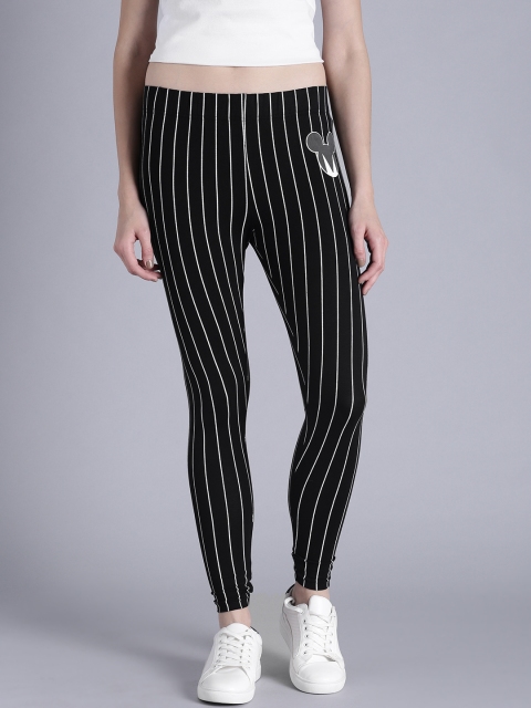 

Kook N Keech Disney Women Black & White Striped Leggings