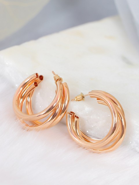 

Crunchy Fashion Rose Gold Circular Half Hoop Earrings