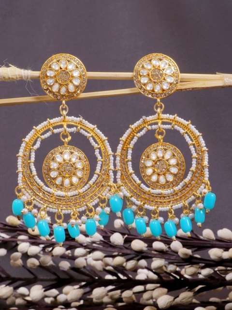 

Crunchy Fashion Blue & Gold-Toned Contemporary Drop Earrings