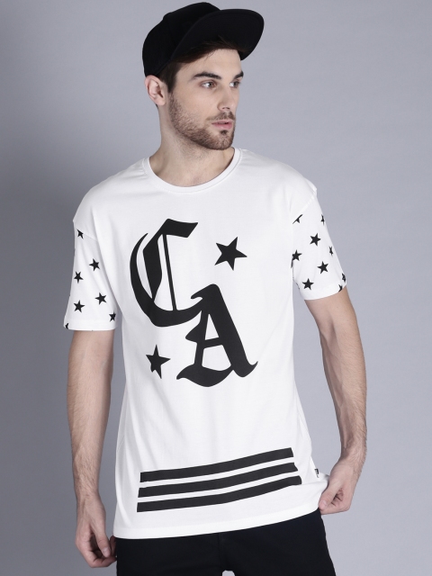 

Kook N Keech Marvel Men White Printed Round Neck Longline T-shirt