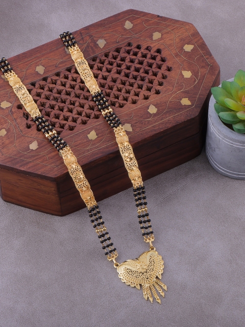 

Brandsoon Gold-Plated & Black Beaded Mangalsutra