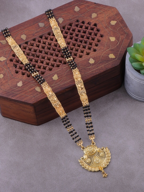 

Brandsoon Gold-Plated & Black Beaded Mangalsutra