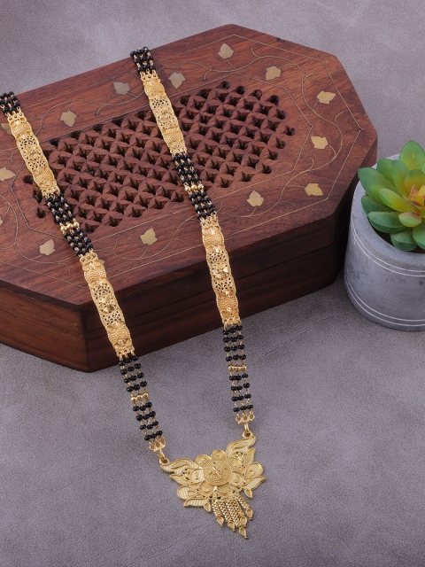 

Brandsoon Gold-Plated & Black Beaded Mangalsutra