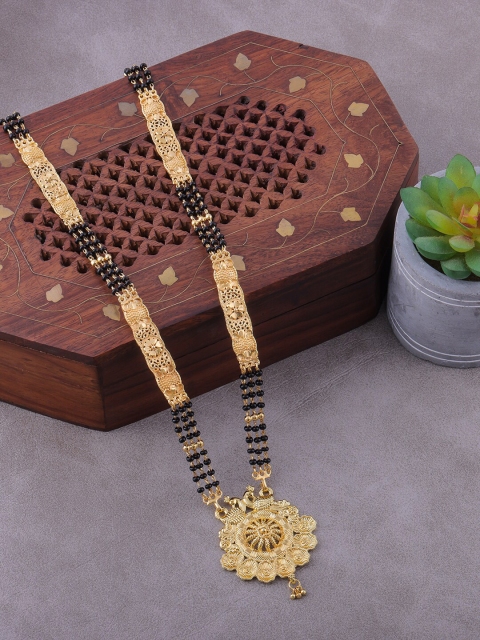 

Brandsoon Gold-Plated Black Beaded Mangalsutra