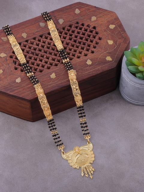 

Brandsoon Gold-Plated & Black Beaded Mangalsutra