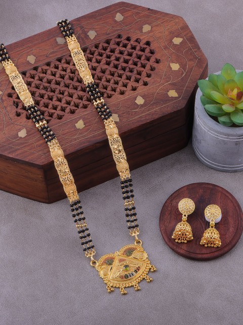 

Brandsoon Gold-Plated & Black Beaded Mangalsutra Gold-Plated Beaded Mangalsutra