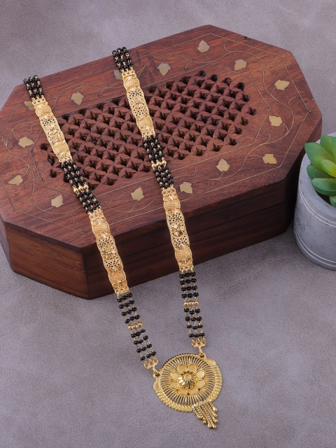 

Brandsoon Gold-Plated Black Beaded Mangalsutra