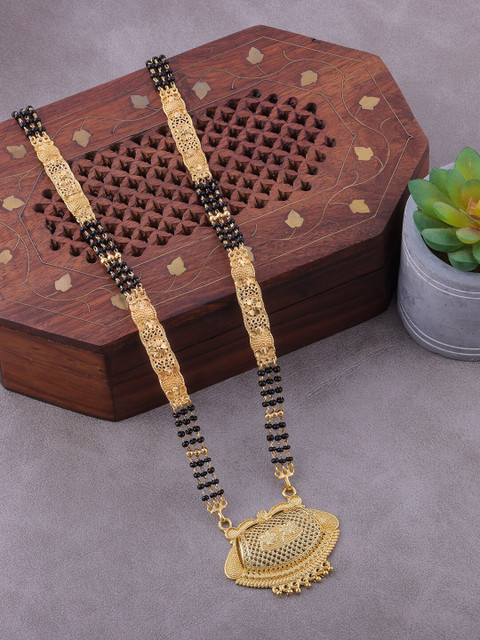 

Brandsoon Gold-Plated & Black Beaded Mangalsutra