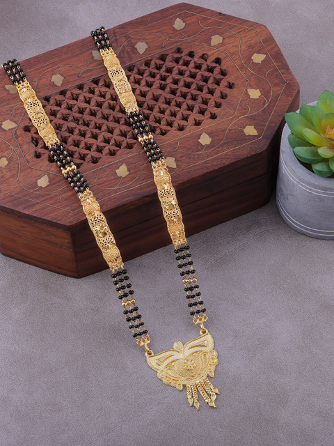 

Brandsoon Gold-Plated Black Beaded Mangalsutra