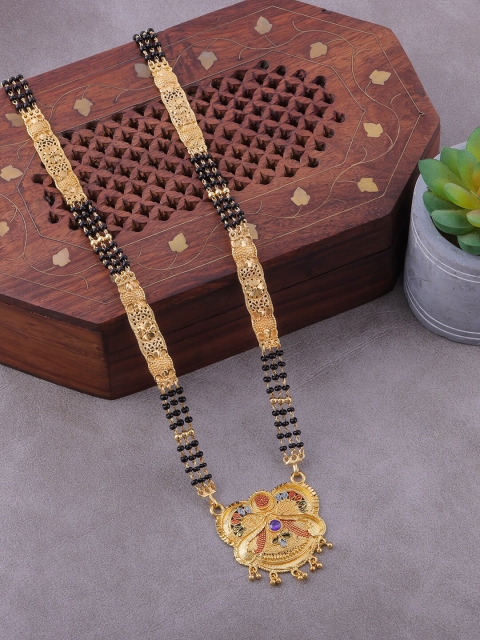 

Brandsoon Gold-Plated & Black Beaded Mangalsutra