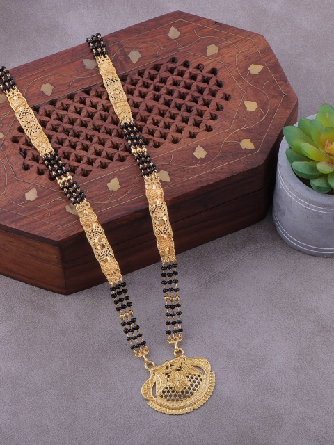 

Brandsoon Gold-Plated Black Beaded Mangalsutra