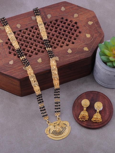 

Brandsoon One Gram Gold-Plated Gold Beaded Mangalsutra With Earring
