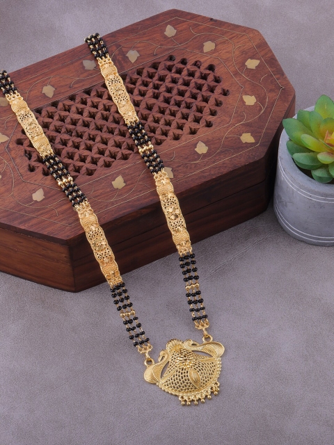 

Brandsoon Gold-Plated & Black Beaded Mangalsutra