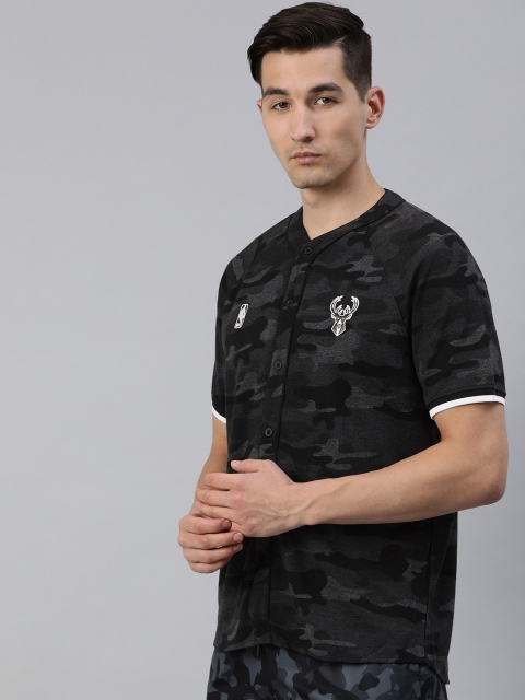

NBA Men Black & Grey Melange Camouflage Chicago Bulls Printed Basketball T-shirt