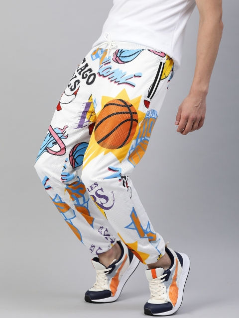 

NBA Men White & Orange Typography Printed Relaxed Fit Basketball Joggers