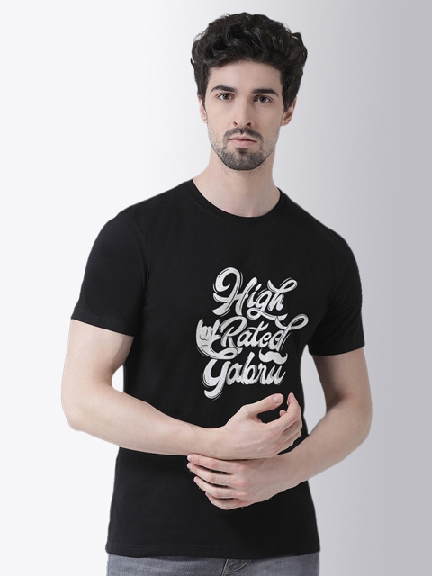 

Friskers Men Black Typography Printed T-shirt