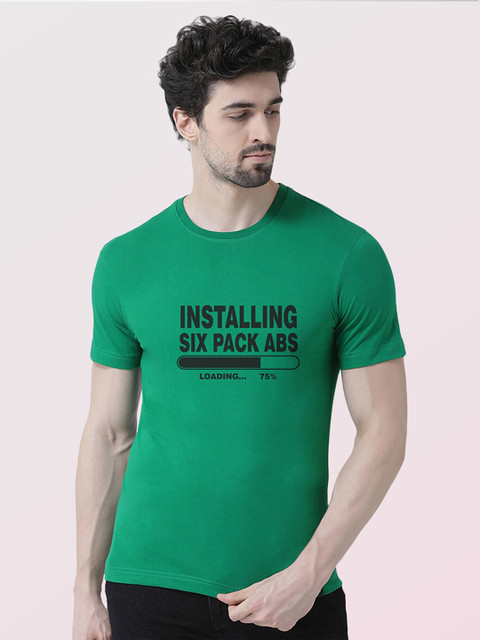 

Friskers Men Green Typography Printed T-shirt