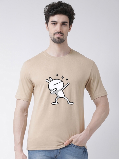 

Friskers Men Beige Printed T-shirt