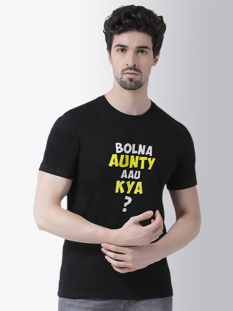 

Friskers Men Black Typography Printed Applique T-shirt