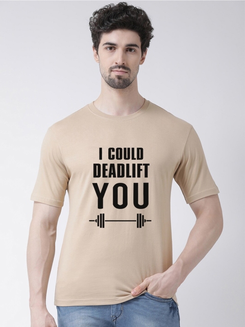 

Friskers Men Beige Typography Printed T-shirt