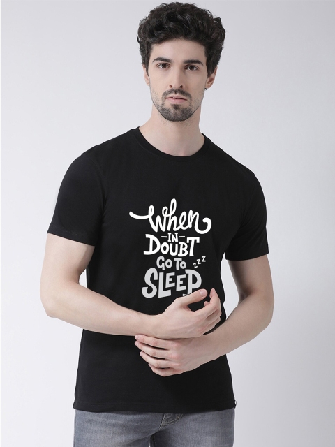

Friskers Men Black Typography Printed T-shirt