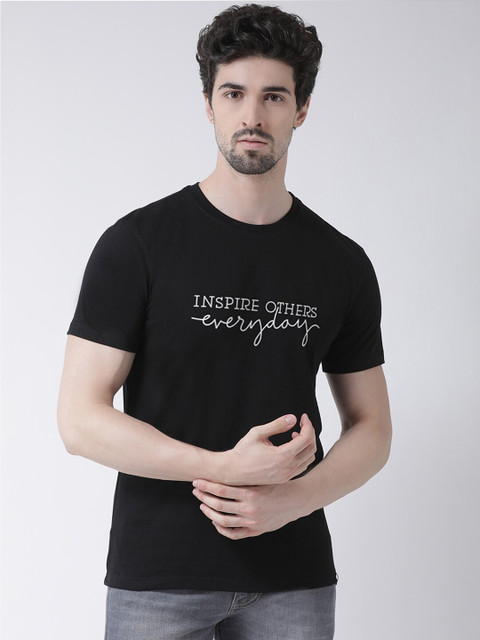 

Friskers Men Black Typography Printed T-shirt